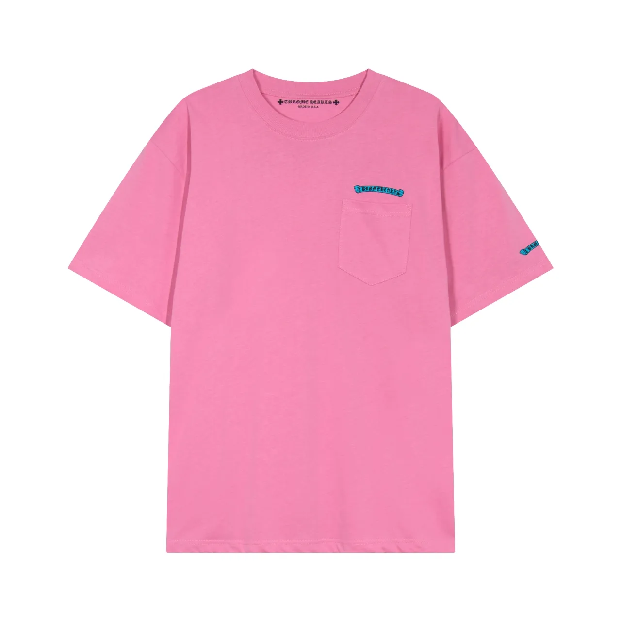 P150 Chrome Hearts Chrome Hearts Sanskrit Scroll Dopamine Short Sleeve Size: SMLXL Color: Blue Pink